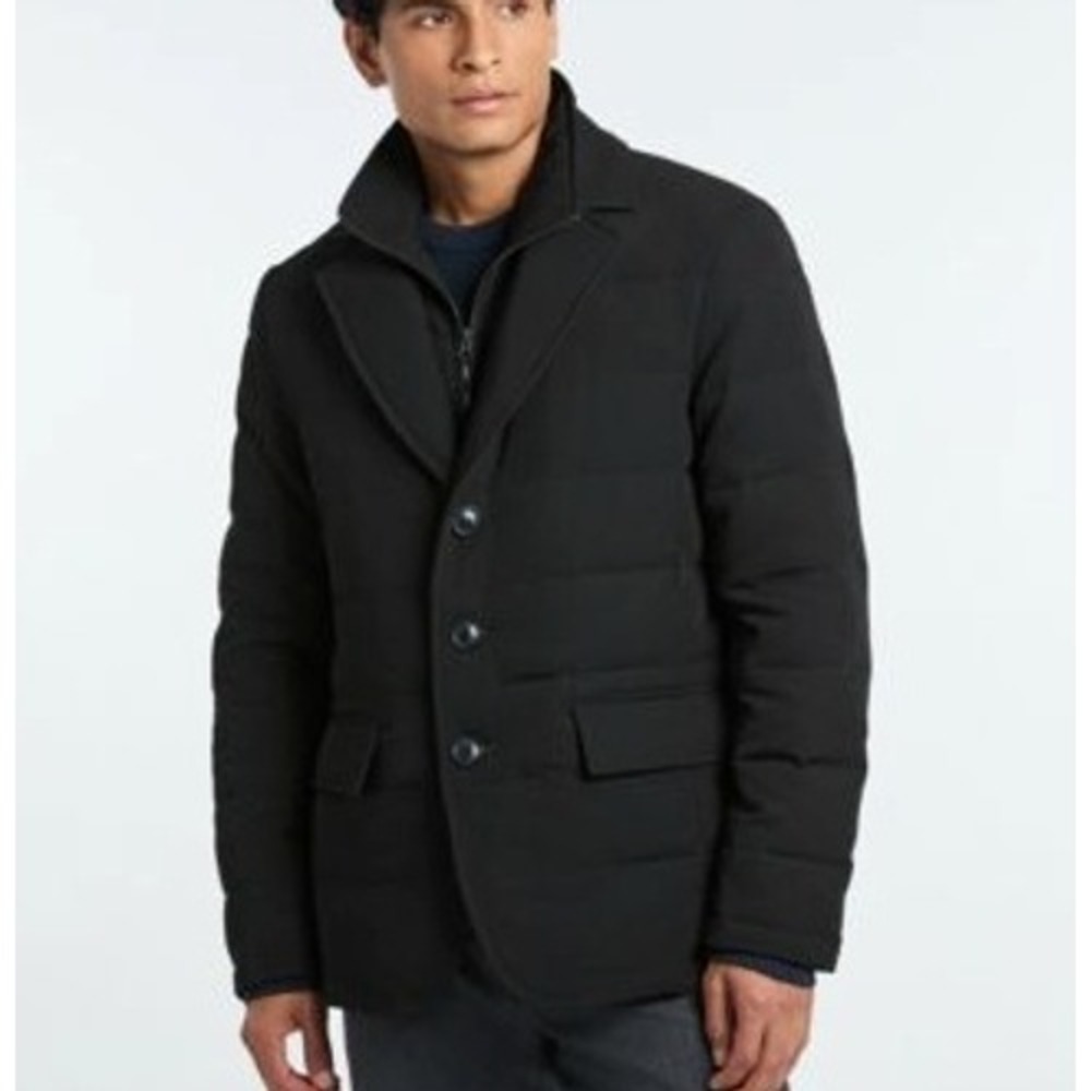 NWT Ted Baker Solid Quilted Full Zip Button Puffer Blazer Jacket Navy